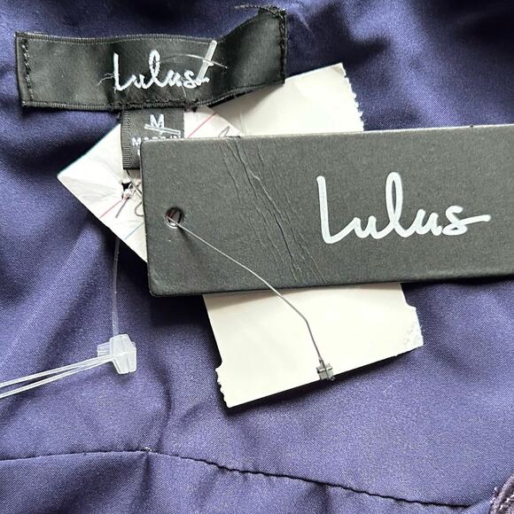 LULUS Women’s Season of Soirees Navy Blue Clipped Dot Ruffled Maxi Dress-Size M - Picture 7 of 9